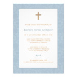 Invitations bleues de damassé et de baptême de cro