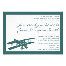 Invitations bleues de mariage d'aviateur vintage d