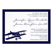 Invitations bleues de mariage d'aviateur vintage d
