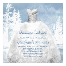 Invitations bleues de Quinceanera de flocons de ne