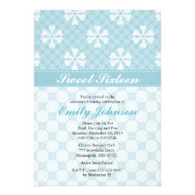 Invitations bleues de sweet sixteen de flocon de n