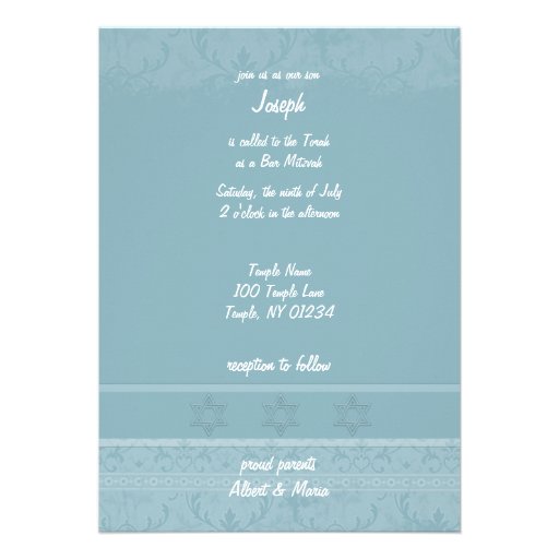 Invitations bleues élégantes de Mitzvah de barre