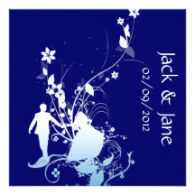 Invitations bleues et blanches de coutume de maria