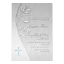 Invitations bleues et premières de communion de gr