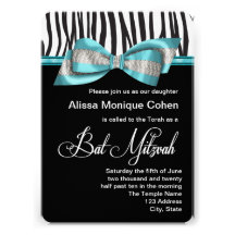 Invitations bleues turquoises de bat mitzvah de zè