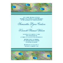Invitations bleues turquoises de mariage de paon