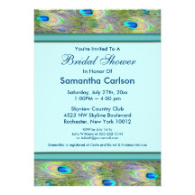 Invitations bleues turquoises de mariage de paon