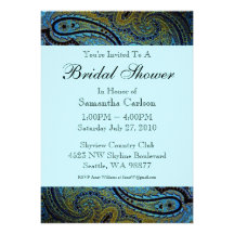 Invitations bleues turquoises de mariage de paon d