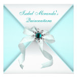 Invitations bleues turquoises de partie de Quincea