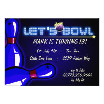 Invitations cosmiques de partie de bowling de lueu