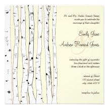 Invitations crèmes de mariage d'arbre de bouleau