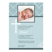 Invitations croisées blanches de baptême