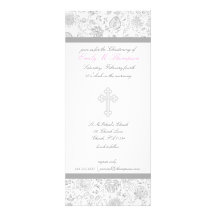 Invitations croisées élégantes de baptême de fille