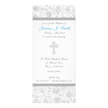 Invitations croisées élégantes de baptême de garço