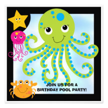 Invitations d'anniversaire customisées par poulpe