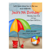 Invitations d'anniversaire d'amusement de plage invitations