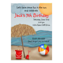 Invitations d'anniversaire d'amusement de plage invitations