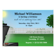 Invitations d'anniversaire de BBQ de l'été des hom