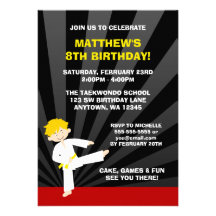 Invitations d'anniversaire de ceinture de jaune de