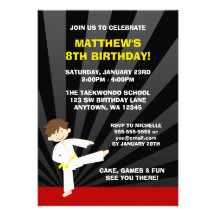 Invitations d'anniversaire de ceinture de jaune de