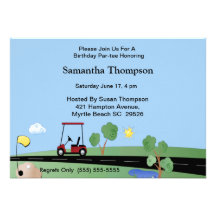 Invitations d'anniversaire de chariot de golf