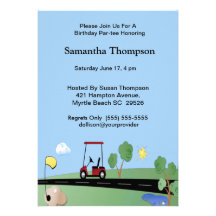 Invitations d'anniversaire de chariot de golf