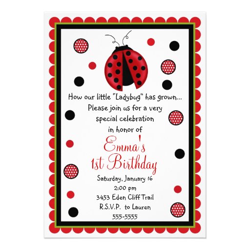 Invitations d'anniversaire de coccinelle