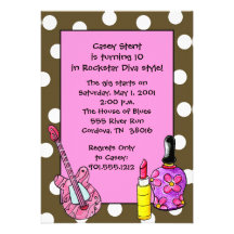 Invitations d'anniversaire de diva de Rockstar