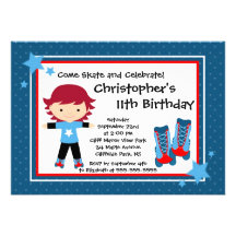 Invitations d'anniversaire de partie de patinage d