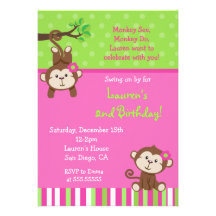 Invitations d'anniversaire de singe de mod