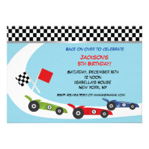Invitations d'anniversaire de voiture de course