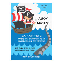 Invitations d'anniversaire d'enfant de pirate