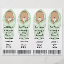 Invitations de 4 baby showers - faveurs de signet tract personnalisé
