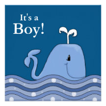 Invitations de baby shower de baleine de bleu mari