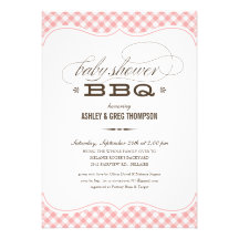 Invitations de baby shower de BBQ - nappe rose