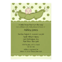 Invitations de baby shower de bébé de cosse de poi