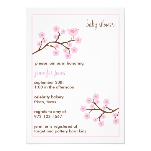 Invitations de baby shower de fleurs de cerisier