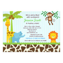 Invitations de baby shower de jungle de safari