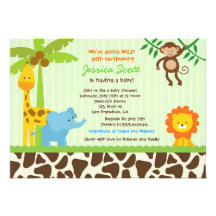 Invitations de baby shower de jungle de safari