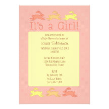 Invitations de baby shower de lapin (fille)