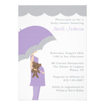 Invitations de baby shower de parapluie de lavande