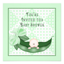 Invitations de baby shower de pois doux (vert)
