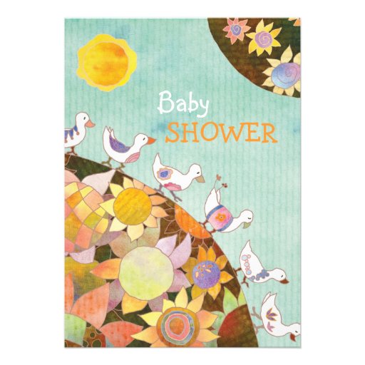 Invitations de baby shower de "poussin" d'oiseaux 