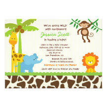 Invitations de baby shower de zoo de jungle de saf