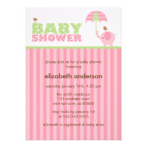 Invitations de baby shower d'éléphant rose