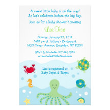 Invitations de baby shower d'océan de créature de 