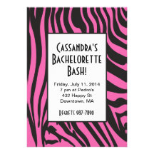 Invitations de Bachelorette d'impression de zèbre 