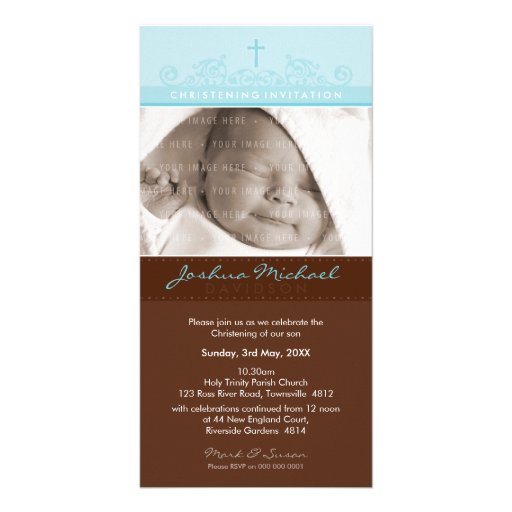 INVITATIONS DE BAPTÊME DE PHOTO : : 1 élégant Cartes De Vœux Avec Photo