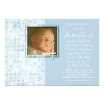 Invitations de baptême de photo de bleus layette