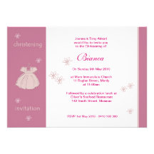 Invitations de baptême de robe de fraise